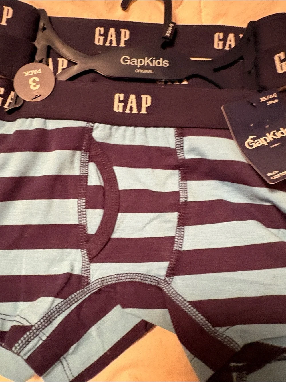 GAP Kids Striped and Solid Boxer Brief 3-Pack - Blue, Navy, Yellow